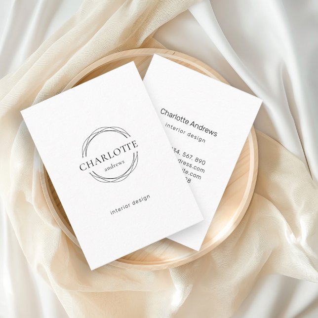 Modern, salon, minimal, logo circle business card (Creator Uploaded)