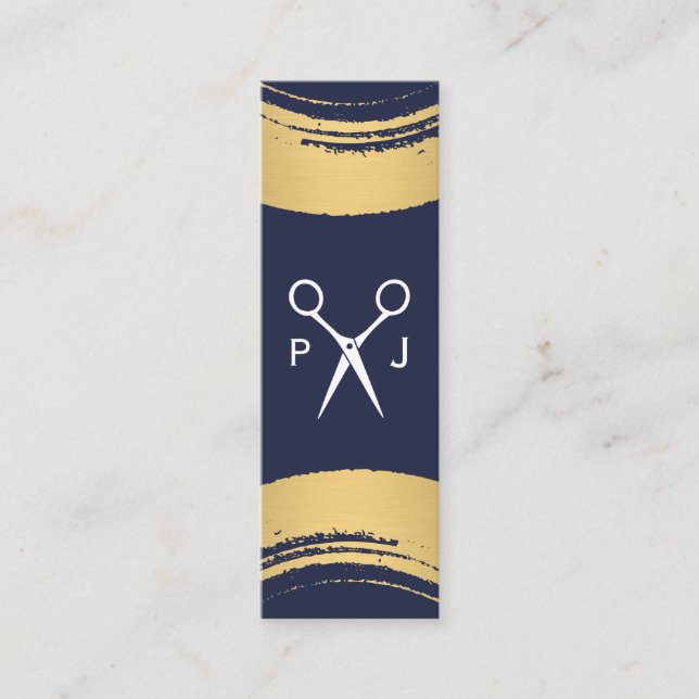 Modern Salon Monogram / Gold Brushed / Stylist Mini Business Card (Front)