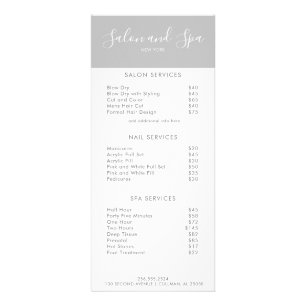 Modern Salon Price Menu