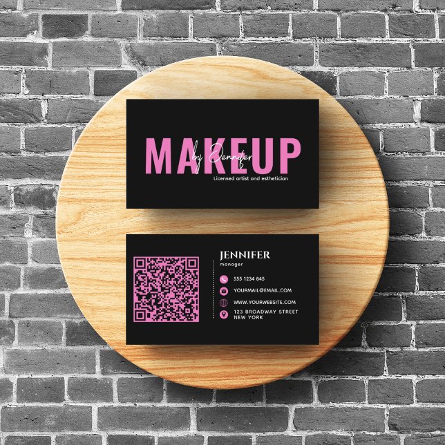 Modern Salon Spa Nails And Eyelash Black & Pink Business Card (Creator Uploaded)