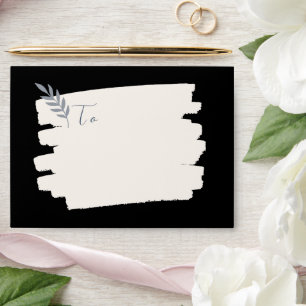Modern Sample Leaf Distressed Frame Black Wedding Envelope