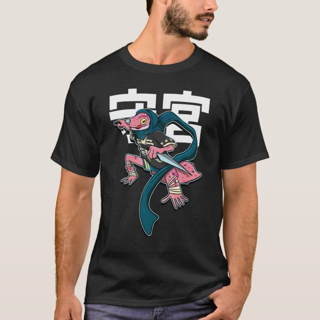Modern Samurai Leopard Gecko Lizard Reptile T-Shirt (Front)