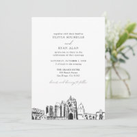 Modern San Diego Landmarks Black & White Wedding