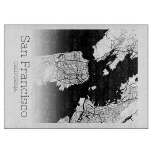 Modern San Francisco City Map Cutting Board
