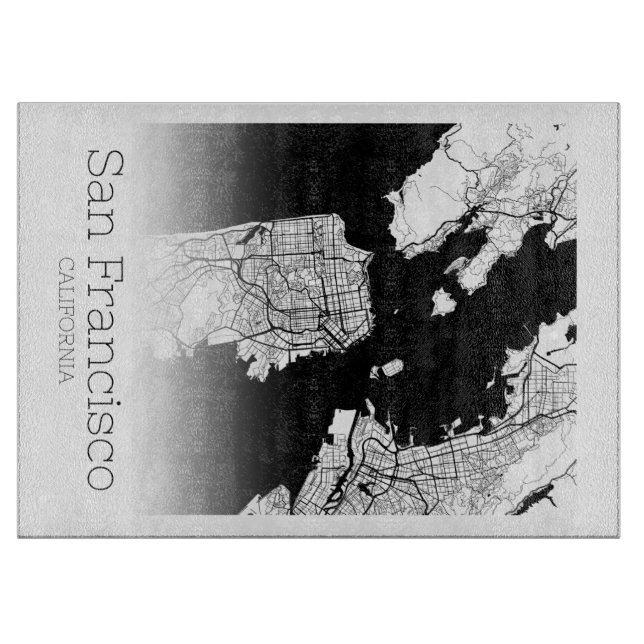Modern San Francisco City Map Cutting Board (Front)