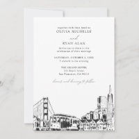 Modern San Francisco Wedding Skyline Black & White