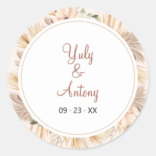 Modern Sand Boho Floral Oval Arch Circular Classic Round Sticker
