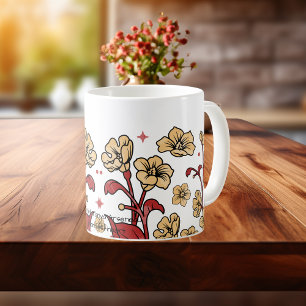 Modern Sandy Brunt Brown Floral Mug