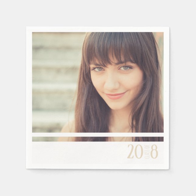 Modern Sandy & White Graduate Custom Party Napkins (Front)