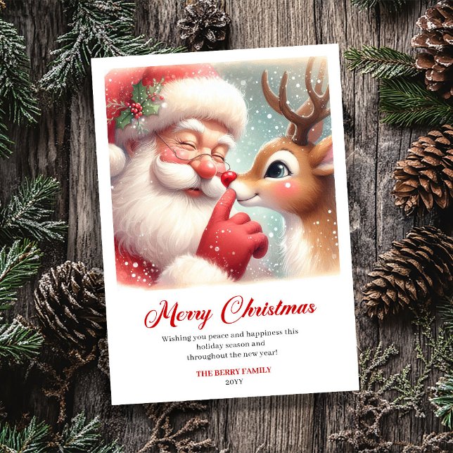 Modern Santa Claus Rudolph Funny Christmas Greetin Holiday Card (Modern Santa Claus Rudolph Funny Christmas Greeting Card

)