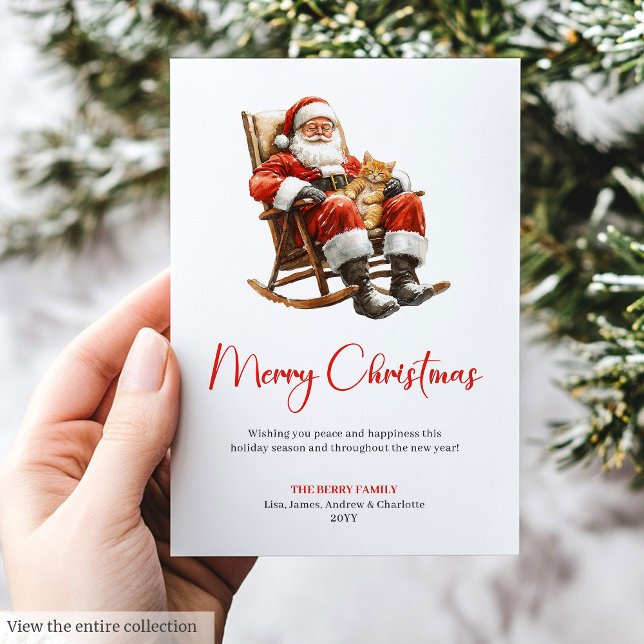 Modern Santa Claus Rustic Festive Holiday Greeting (Modern Santa Claus Rustic Festive Holiday Greeting)