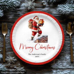 Modern Santa Claus Simple Script Font Paper Plates