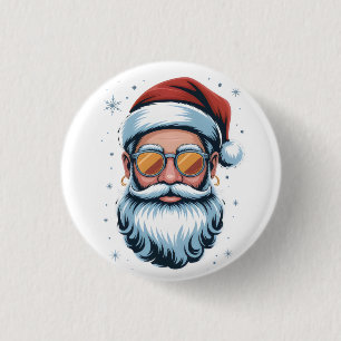 Modern Santa Claus Vector Art with Sunglasses , 3 Cm Round Badge