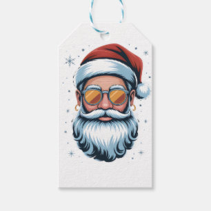 Modern Santa Claus Vector Art with Sunglasses , Gift Tags