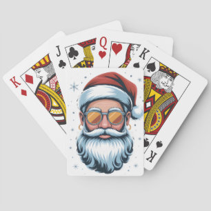 Modern Santa Claus Vector Art with Sunglasses , Playing Cards