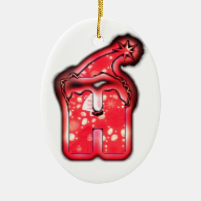 Modern Santa Hat Collection. Ceramic Ornament (Front)