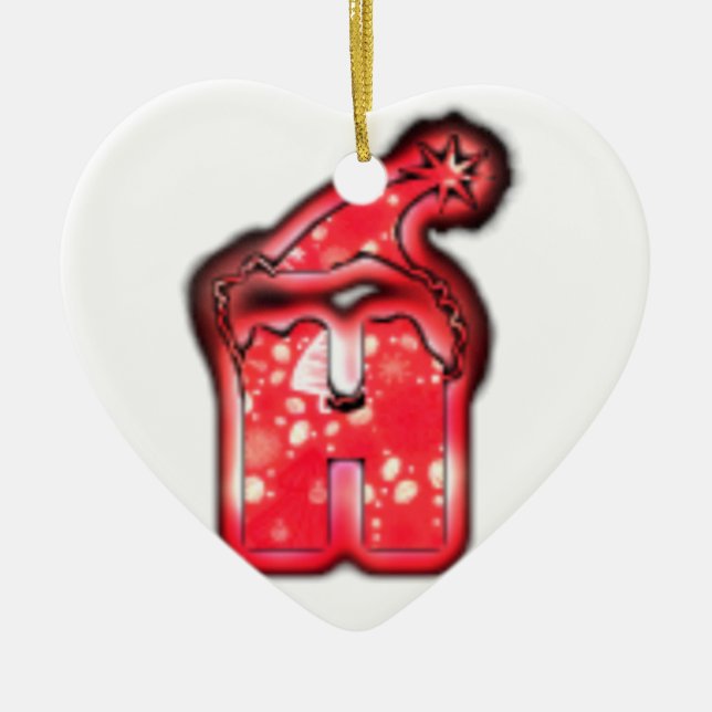 Modern Santa Hat Collection. Ceramic Tree Decoration (Front)