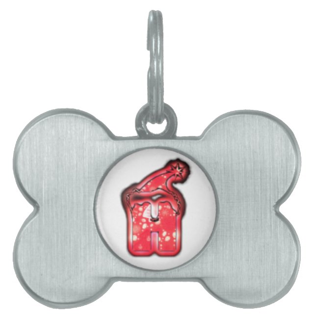 Modern Santa Hat Collection. Pet ID Tag (Front)