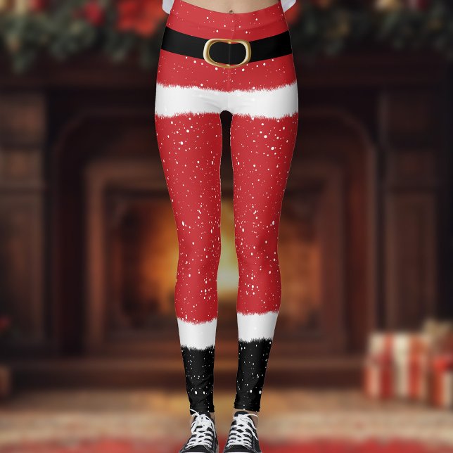 Modern Santa Mrs Claus Costume Cute Fun Christmas Leggings (Creator Uploaded)