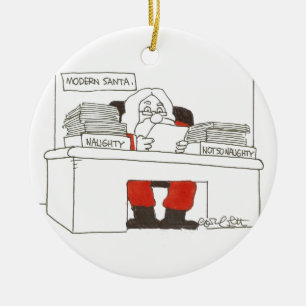Modern Santa- Naughty..Not So Naughty Ceramic Ornament