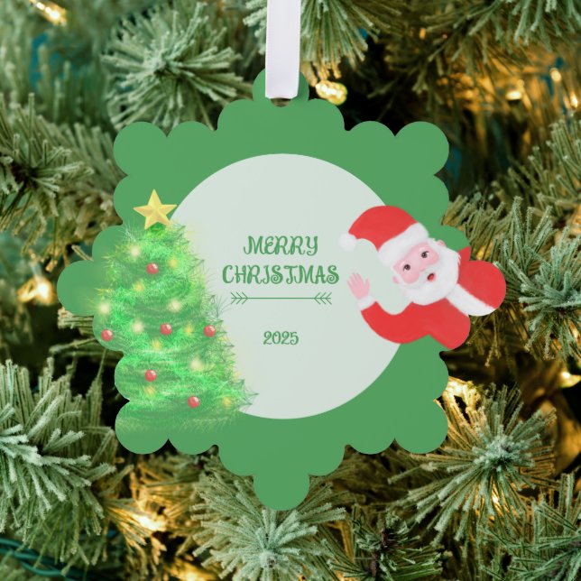modern santa pine tree christmas green background decoration card (Insitu (Tree))