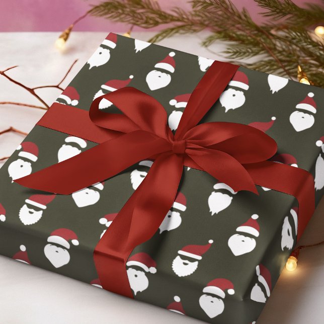Modern Santa Silhouette Dark Pine Green Christmas Wrapping Paper (Creator Uploaded)