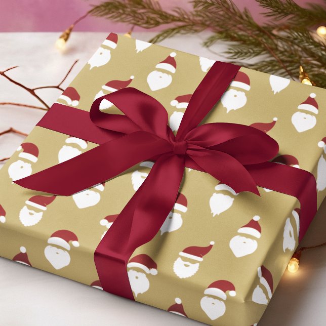 Modern Santa Silhouette Gold Christmas Wrapping Paper (Creator Uploaded)