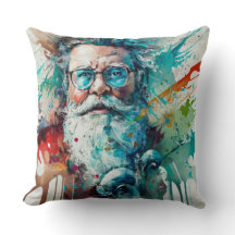 Modern Santa Throw Pillow