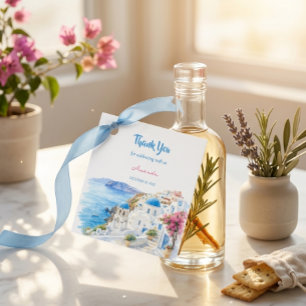 Modern Santorini Greece Bridal Shower Thank You Favour Tags