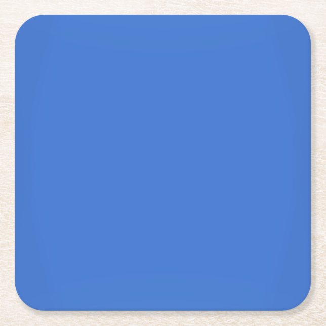 Modern Sapphire Blue Customisable Square Paper Coaster (Front)