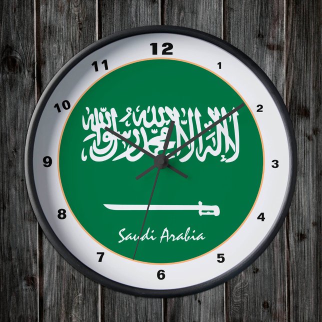 Modern Saudi Flag, Saudi Arabia Home / design Round Clock (Creator Uploaded)