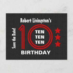 Modern Save the Date 10th Birthday Party V01D Announcement Postcard