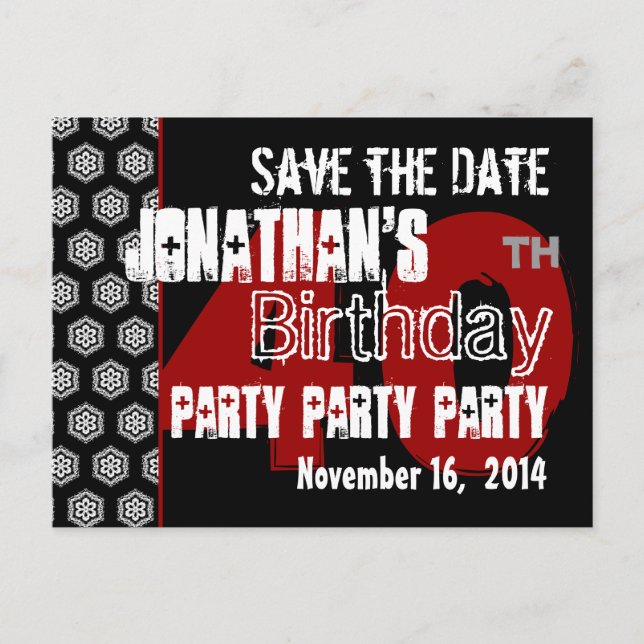 Modern Save the Date 40th Birthday Party R204 Announcement Postcard (Front)