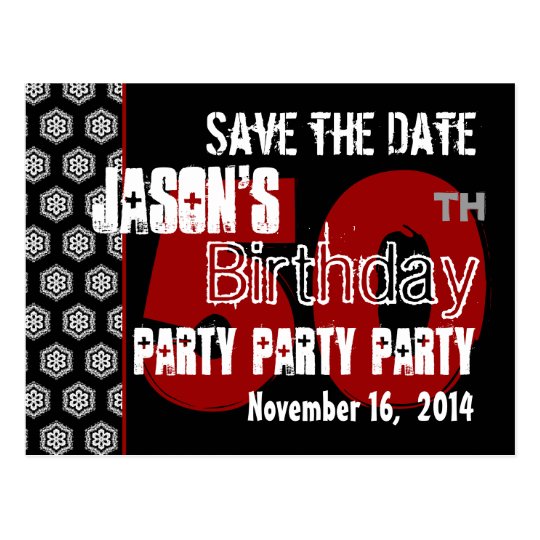 Modern Save the Date 50th Birthday Party R203 Postcard