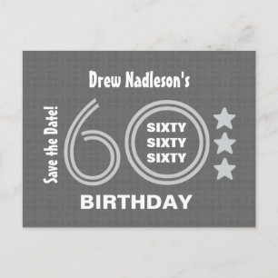 Modern Save the Date 60th Birthday Party A03 Announcement Postcard