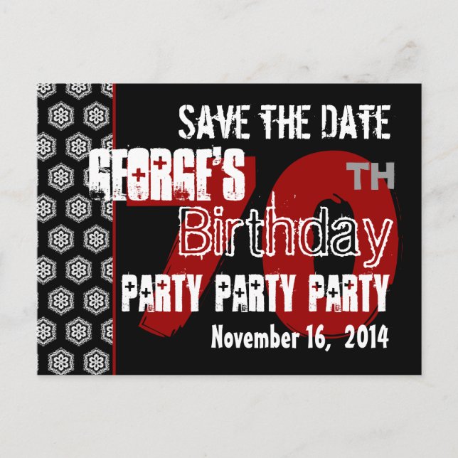 Modern Save the Date  70th Birthday Party R201 Announcement Postcard (Front)