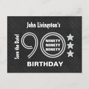 Modern Save the Date 90th Birthday Party V90F Announcement Postcard