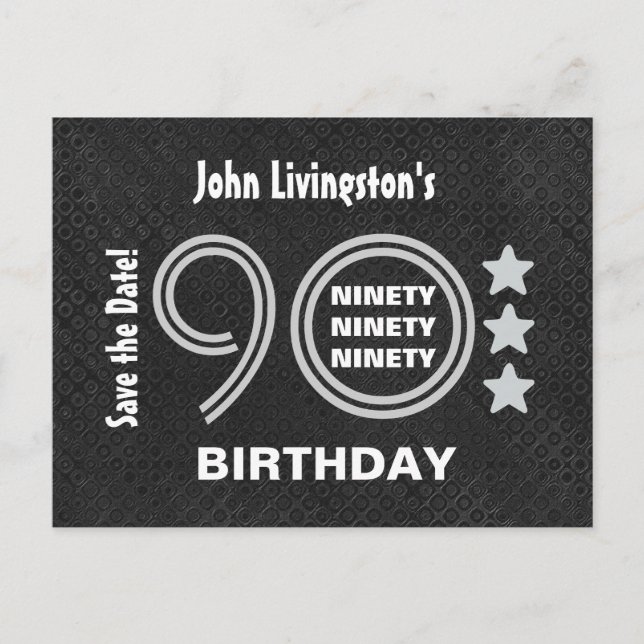 Modern Save the Date 90th Birthday Party V90F Announcement Postcard (Front)