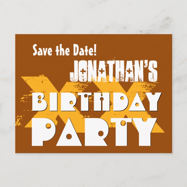 Modern Save the Date ANY YEAR Birthday Party B05 Announcement Postcard (Front)