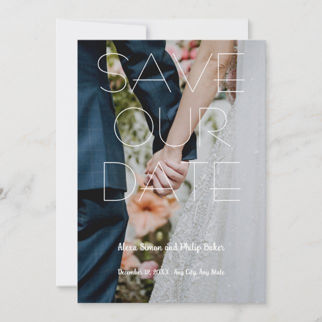 Modern Save the Date Card Custom photo wedding (Front)