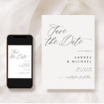 Modern Save the Date Card Elegant Romantic<br><div class="desc">Announce the beginning of your love story with our Modern Romantic Wedding Save the Date Card. Soft, flowing calligraphy graces this exquisite card, blending timeless romance with contemporary elegance. Every curve and stroke of the script tells the tale of your love's journey, setting the perfect tone for your upcoming wedding....</div>