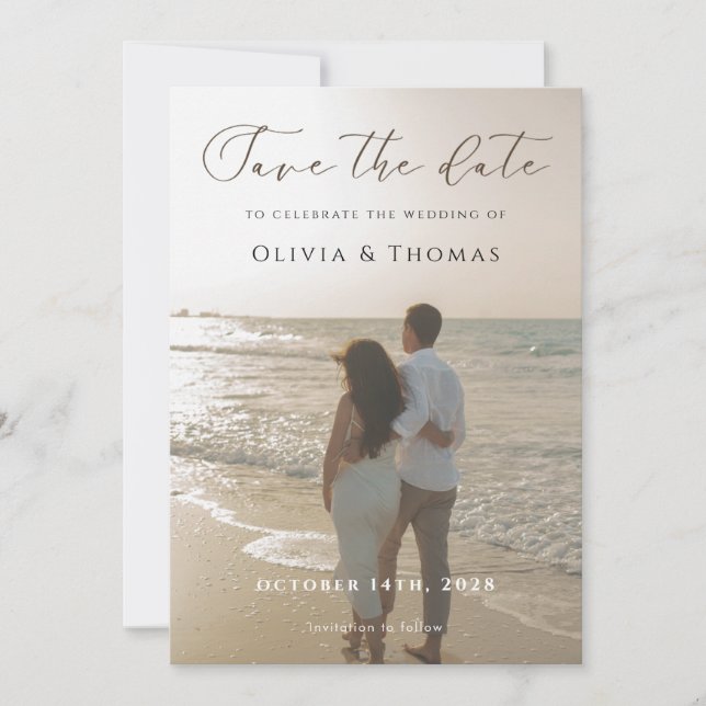 Modern Save The Date Card | Minimalist Photo (Front)