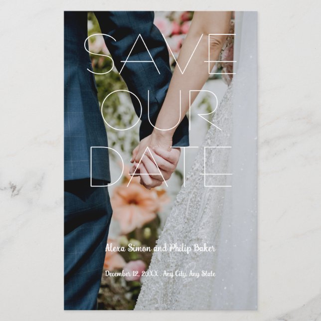 Modern Save the Date Custom photo wedding menu (Front)