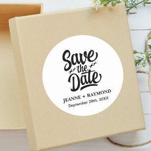 Modern Save The Date Custom Wedding Announcement Classic Round Sticker