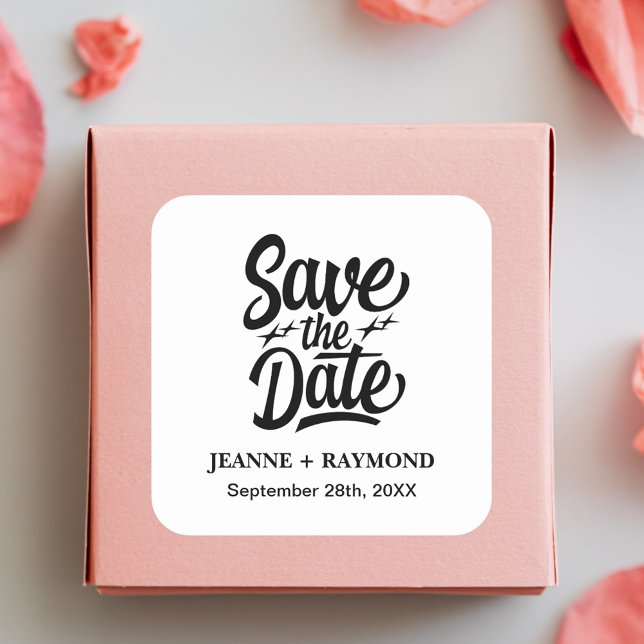 Modern Save The Date Custom Wedding Announcement Square Sticker (Creator Uploaded)