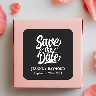Modern Save The Date Custom Wedding Announcement Square Sticker
