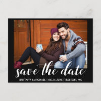 Modern Save The Date Engagement Photo Blk