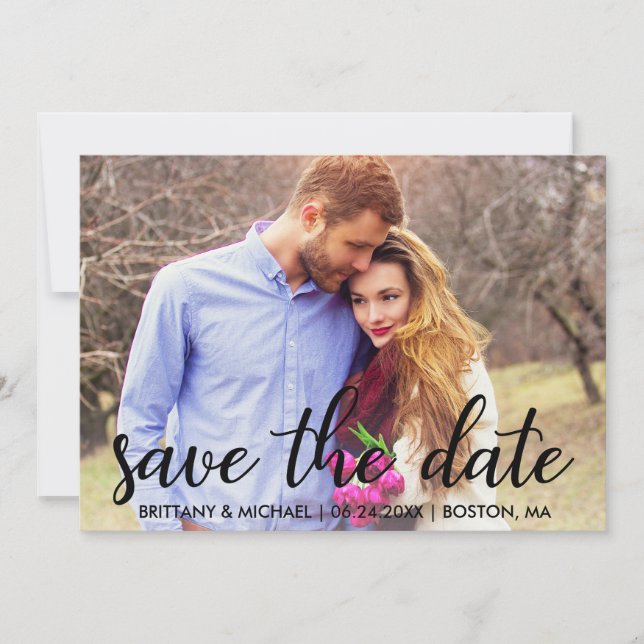 Modern Save The Date Engagement Photo Invitation (Front)