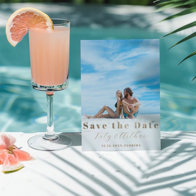 Modern Save the Date Faux Gold  Holiday Card (Creator Uploaded)