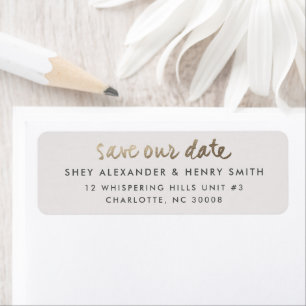 Modern Save the date Gold Return Address  Return Address Label